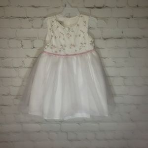 Marmellata white dress with pink flower accents